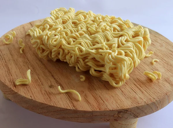 Dry Instant Noodles White Background Fast Food Modern Food — Zdjęcie stockowe