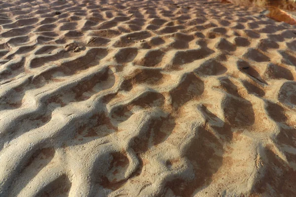 Wave Shaped Sand Due Flow River Water — Φωτογραφία Αρχείου