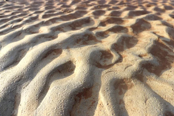 Wave Shaped Sand Due Flow River Water — Fotografia de Stock