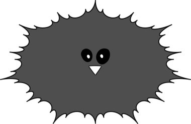 Siyah beyaz deniz kestanesi şeklinde çizgi film karakteri. Tatlı bir yüz karakterin var.