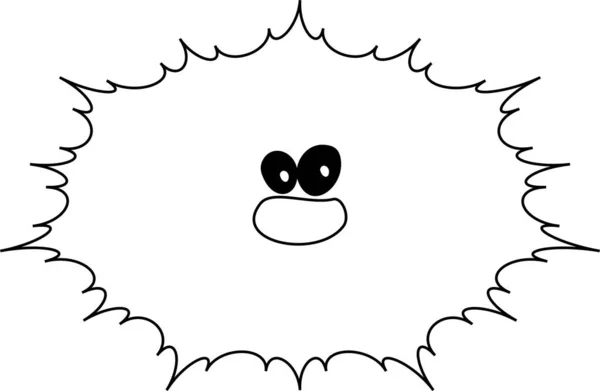 Cartoon Character Shape Sea Urchin Black White Have Cute Face — Stock Photo, Image
