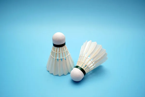 Two badminton shuttlecock on blue background