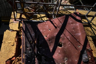 Kharkiv, Ukraine. August 30, 2022. House was ruined  by a russian self-propelled artillery gun Pion