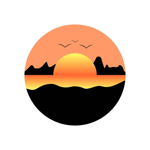 Sunset Illustration Some Mountains — Stock vektor