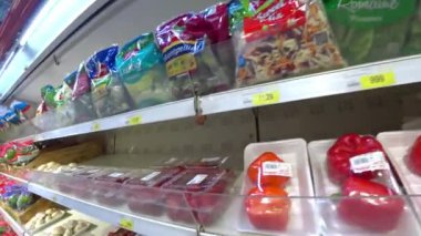 Shopping for greens at the supermarket. Kazakhstan-2022. High quality 4k footage