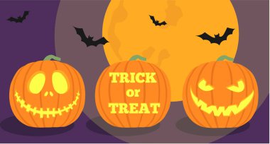 Scary and funny faces of Halloween pumpkin or ghost . Vector collection. Spooky and fun happy halloween event mockup design. Halloween festival on a terrifying night.