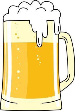 Vector glass of beer on a white background. Cheers mate. Drink beer with your friends. Good for pub menu illustration. Cold beverage on a hot day.