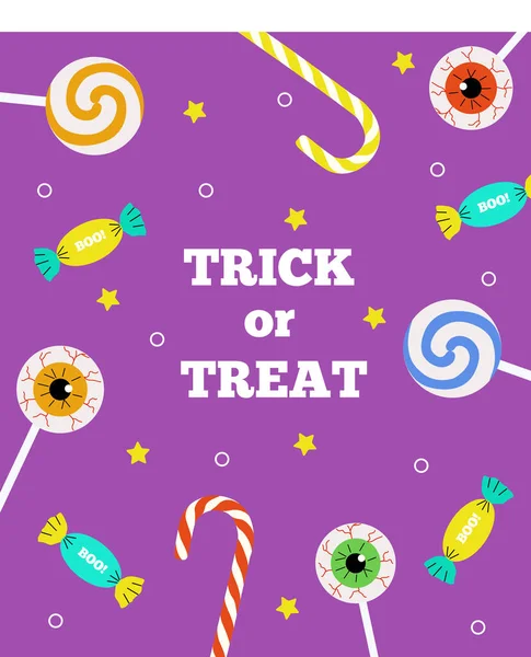 Halloween. Trick or treat. Candy in a pumpkin. Vector collection. Creepy and fun happy halloween layout design. Halloween festival on a terrifying night.