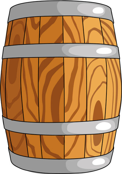  Alcohol barrel, drink container, wooden keg icon isolated on white background. Barrel for wine, rum, beer or gunpowder. Vector Illustration