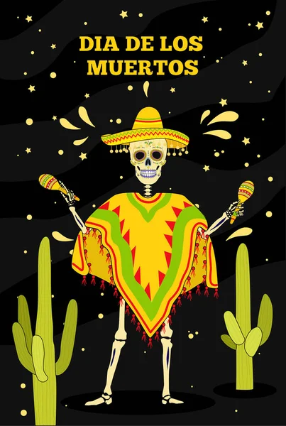Day Dead Dia Los Moertos Banner Colorful Mexican Flowers Vector — Image vectorielle