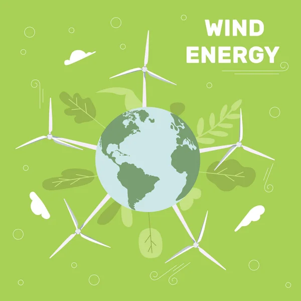 Onshore Wind Farms Green Energy Wind Turbines Earth Wind Turbines — Stockvector