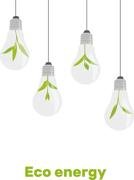 Lamp Vector Illustratie Toont Schone Elektriciteitsproductie Windturbines Hernieuwbare Energie Groene — Stockvector
