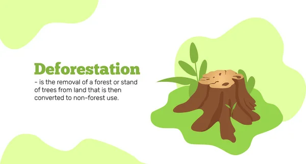 Ontbossing Bomen Stump Ontbossing Achtergrond Bos Milieu Aardopwarming Het Omhakken — Stockvector