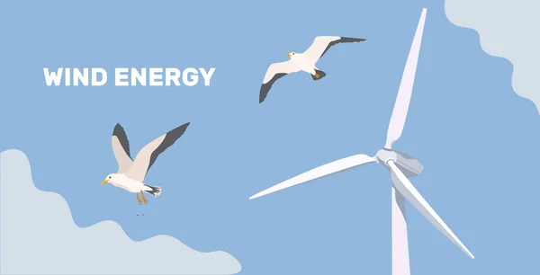 Windmolenparken Aan Land Groene Energie Windturbines Zee Oceaan Wind Turbines — Stockvector
