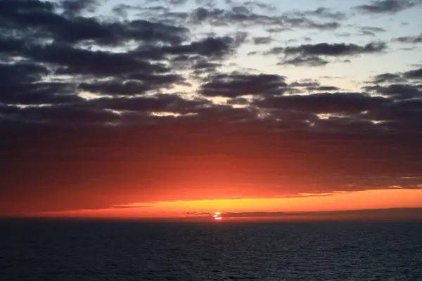 Sonnenuntergang Offshore Bewölkt Hintergrund Ekofisk Nordsee — Stockfoto