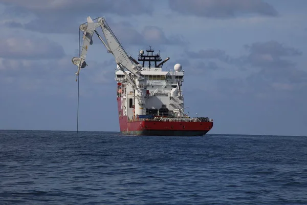 Construction Ship Operation Offshore North Sea — 图库照片