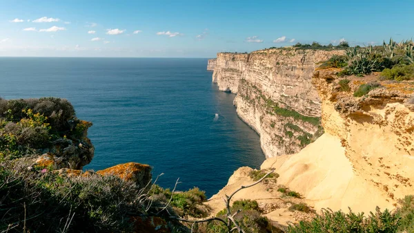 Cliffs Gozo Island Malta Beautiful Cliffs View Top Monumental Rock — Foto de Stock