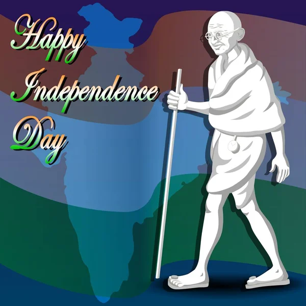 Mahatma Gandhi Portrait India Map Independence Leadership Patriotism Asia Black —  Fotos de Stock