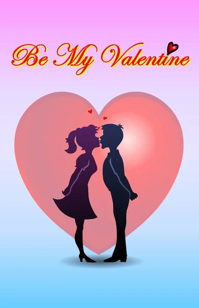 Fla Source File Available Valentine Illustration Kissing Love Romance Girl — Stock Photo, Image