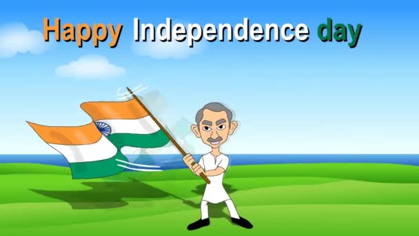 インドの旗を持つ男 — ストック動画