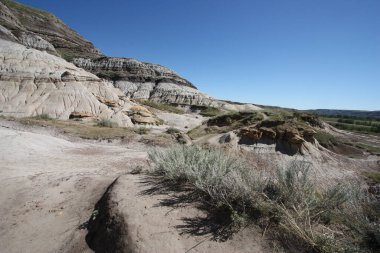 A side view of the badlands desert landscape.
