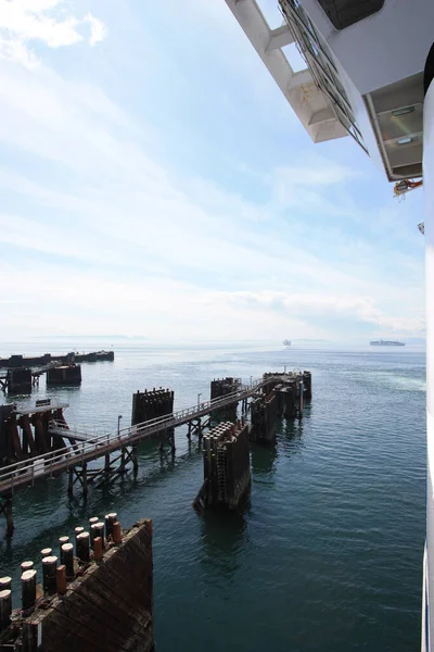 Shot Ferry Dock While Onboard Ferry — Photo