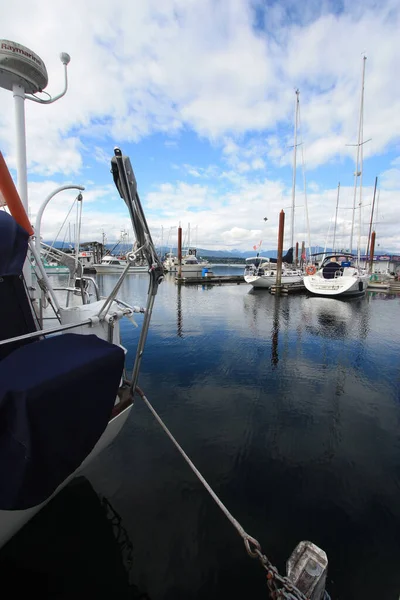 Unusual Angled Shot Busy Boat Marina Summer — Photo