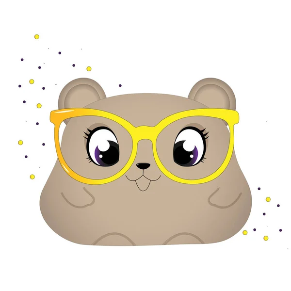 Cute Cartoon Owl Glasses Animal — Stockvektor