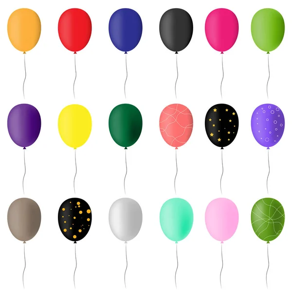 Set Balloons Many Colors — Stockvektor