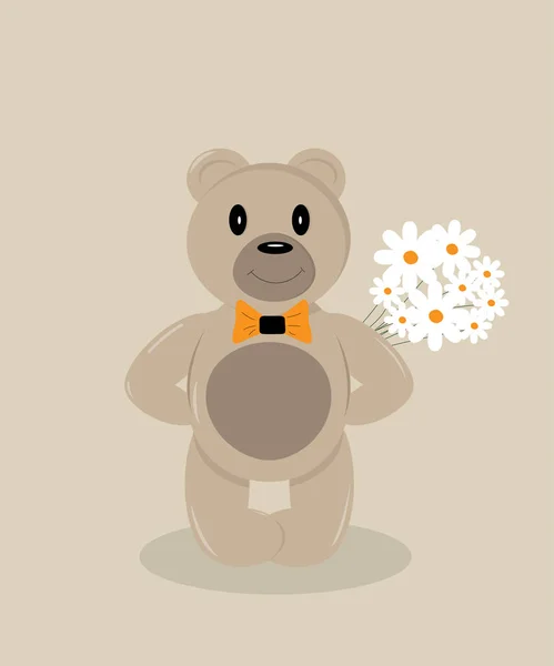Teddybär Mit Blumen — Stockvektor