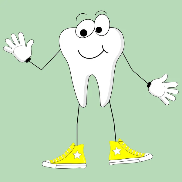Tooth Character Fun Tooth Children —  Vetores de Stock