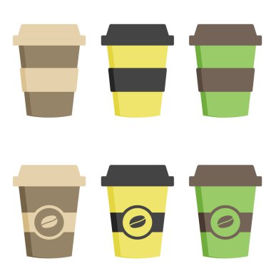 Delicious coffee paper cup icon. Drink vector illustration
