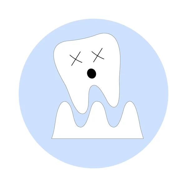Λευκή Εικόνα Δοντιών Ένα Άρρωστο Δόντι Που Πέφτει Έξω Εικονογράφηση — Διανυσματικό Αρχείο