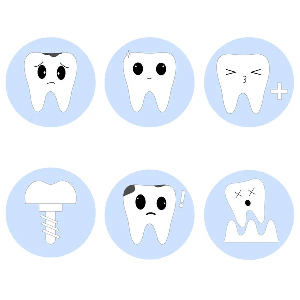 Set Tooth White Icon — Stock vektor