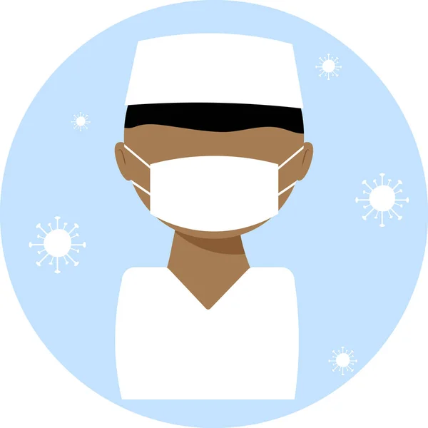 Doctor Faceless Icon Uniform Mask Flat Style Male Virus Elements — Archivo Imágenes Vectoriales