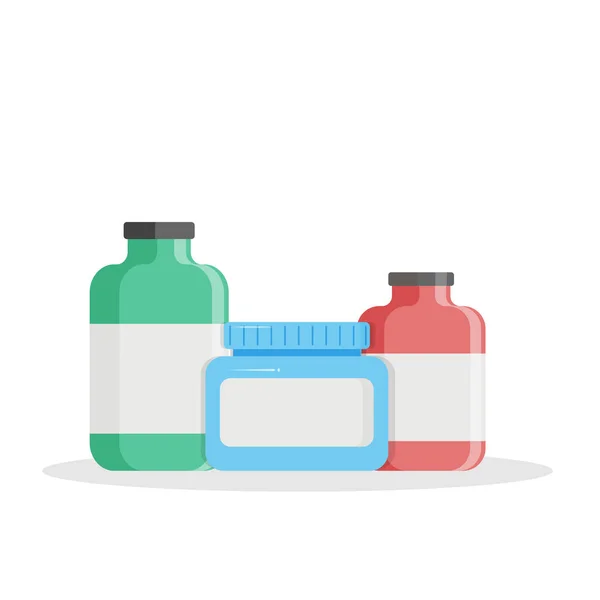 Medical Bottles Label Flat Vector Illustration —  Vetores de Stock