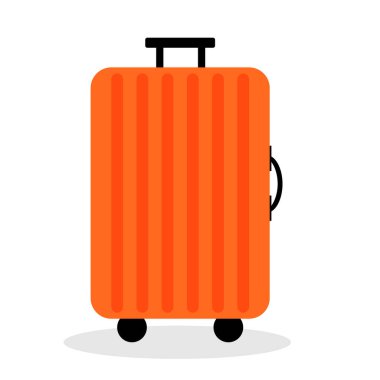 Suitcase orange color. Luggage for travel. Isolated on white background. Vector illustration.