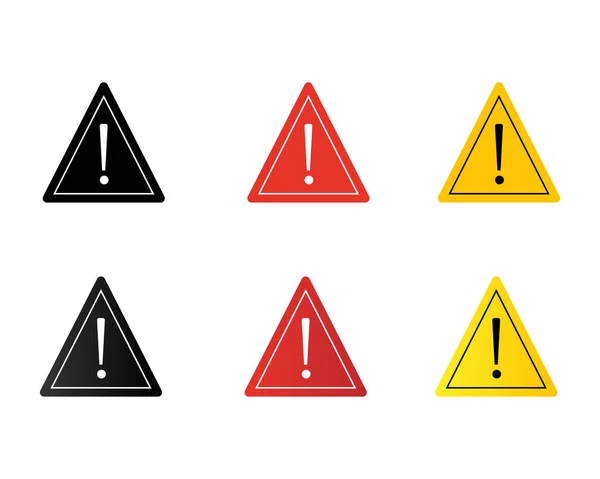 Triangular Warning Symbols Exclamation Mark Vector Illustration — Stockový vektor