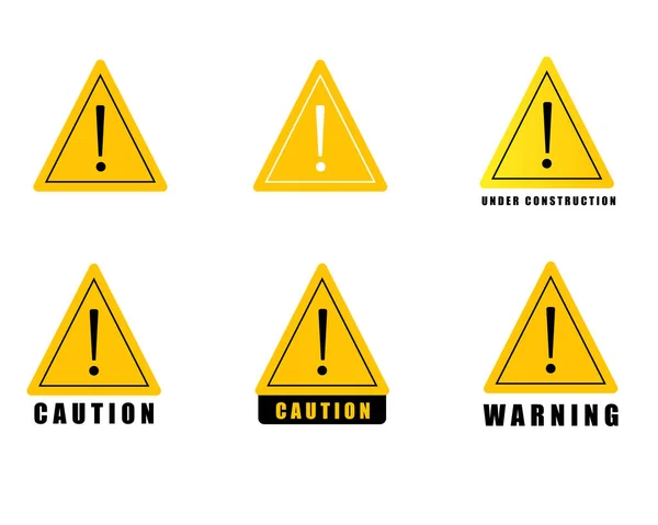 Triangular Yellow Warning Symbols Exclamation Mark Vector Illustration — Stock Vector