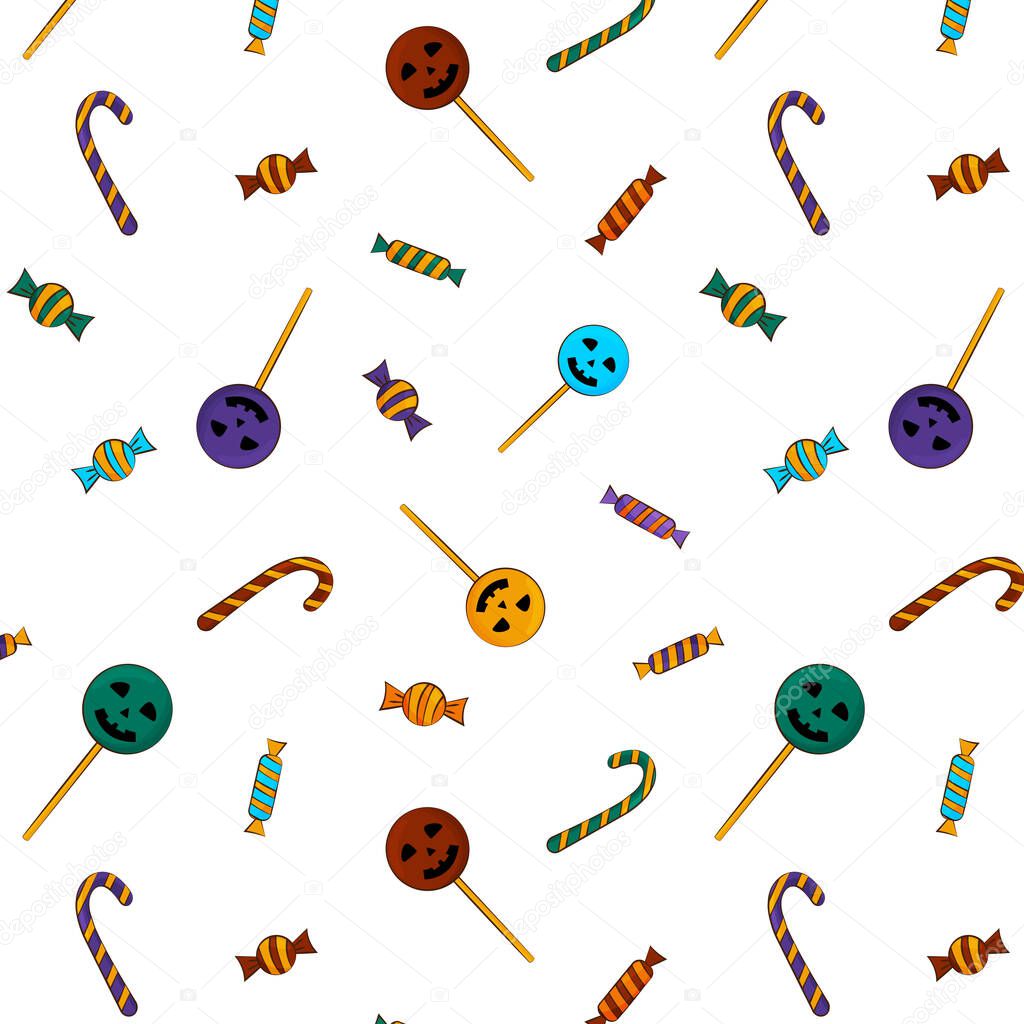 Colourful seamless candy pattern. Fun vector background on a white background.