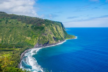 Hawaii stunning Waipio Valley and Pristine Beach Big island clipart