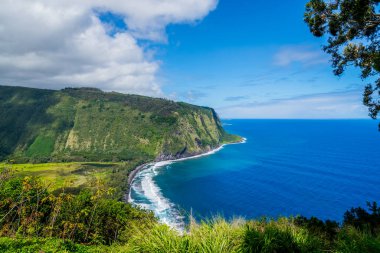 Hawaii stunning Waipio Valley and Pristine Beach Big island clipart