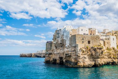 Cliffs of Polignano a Mare on a warm and sunny day, Puglia, Italy