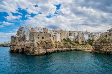 Cliffs of Polignano a Mare on a warm and sunny day, Puglia, Italy