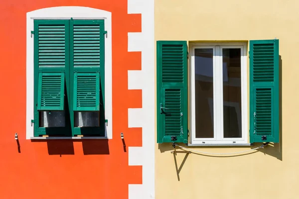 Traditional Windows Italian House Manarola Cinque Terre National Park Italy — Zdjęcie stockowe