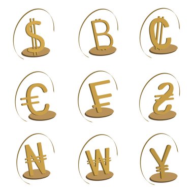 Altın rengi para birimleri dizisi