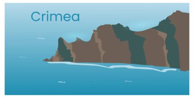 the mountains of Crimea and the black sea with the inscription