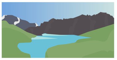 Yeşil çayırlı dağların silueti