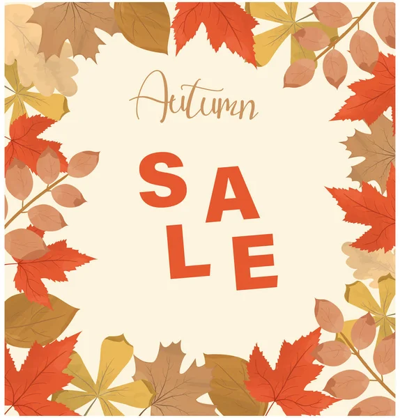 Autumn Discounts Background Frame Autumn Leaves — Vector de stock