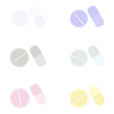 pills of different shapes in different colors